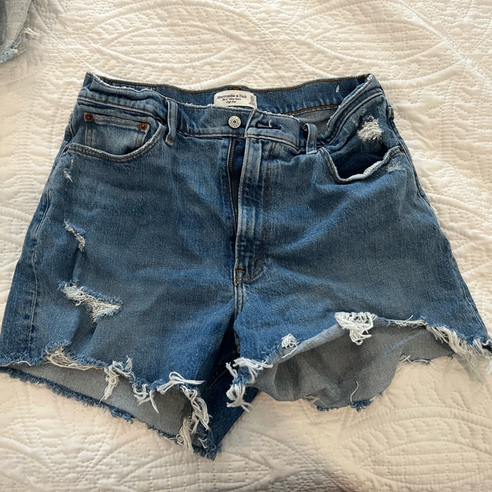 Abercrombie & Fitch Distressed Blue Denim Jean Shorts